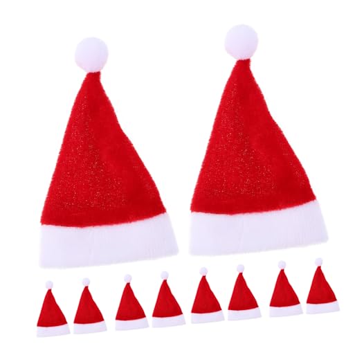 ERINGOGO 12 Stück Mini Weihnachtsmütze LED Dekorativ Kleine Mütze Mehrere Fröhliche Kleine Zuckerstangen Weihnachtsmütze Weihnachtsdekor Dekoration Party Kleinkind Hat von ERINGOGO