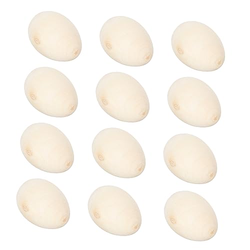 ERINGOGO 12 Stück Osterei -Requisiten Eierdekoration Kinderfarbe Für Kinderspielzeug Passende Eier Falsche Eier Eiermalerei-Ornament Eihandwerk Ei Selber Basteln Khaki Holz von ERINGOGO