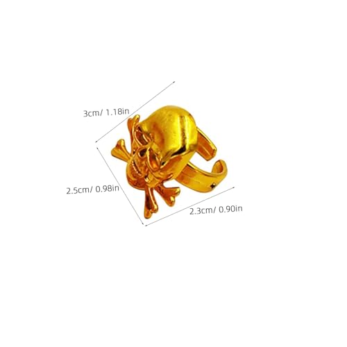 ERINGOGO 12 Stück Piratenringe für Goldfarbene Schädel Ringe Halloween Party Deko Kostüm Zubehör für Jungen und Mädchen Piraten Motto von ERINGOGO