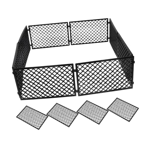 ERINGOGO 12 Stück Schutznetzmodell für gartenzaun Bauklötze Zubehör Einfacher Zaun Aufbau Gefängnis Zaun Modell Spielzeugzaun für Nutztiere Mini -Zaun Plastik Black von ERINGOGO