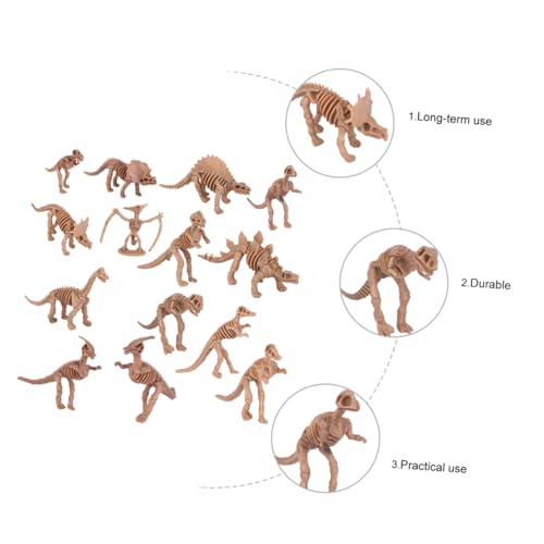 ERINGOGO 12 Stück Simuliertes Dinosaurierskelett Dinosaurier- Dinosaurierskelette Riese Simulation Miniatur kleine dinosaurierfiguren kleine Dinosaurier aus Plastik Hellbraun von ERINGOGO