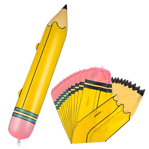 ERINGOGO 12 Stück Teiliges Aufblasbares Jumbo Bleistift aus Robustem PVC Realistische Schuldeko für Back-to-school Partys Wettbewerbe und Buchmessen Leicht Langlebig von ERINGOGO