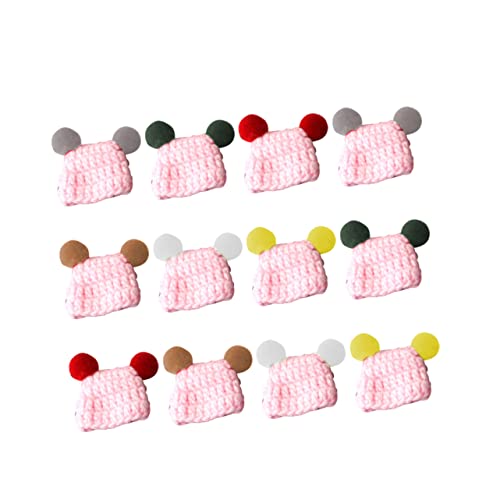ERINGOGO 12 Stück Teiliges DIY Mini Strickmützen Bunte Handgefertigte Häkelmützen für Puppen Kreative Basteldekoration für Schule und Heimdekoration von ERINGOGO