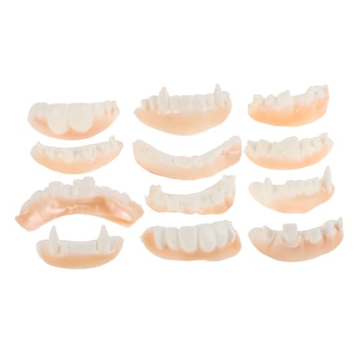 ERINGOGO 12 Stück Teiliges Halloween Vampirzähne Gruselige Kostümzähne für Erwachsene und Cosplay und Party Accessoires Hochwertige Kunststoffgebisse für Halloween Dekoration und von ERINGOGO