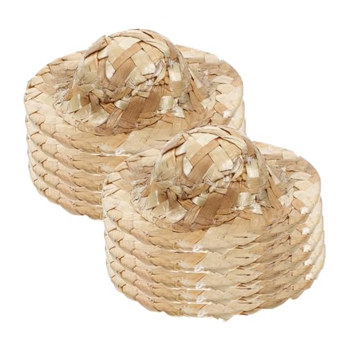 ERINGOGO 12 Stück Teiliges Kleine Handgewebte Strohhüte Miniatur Hüte für DIY Bastelprojekte Puppenhaus Deko Mini Mützen Basteln Leichte Langlebige und Dekorative Accessoires von ERINGOGO