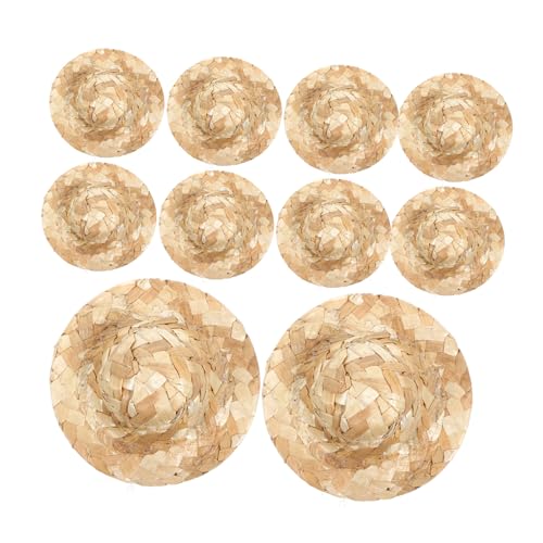 ERINGOGO 12 Stück Teiliges Mini Strohhüte aus Handgewebtem Material Kleine Bastel mützen für DIY Dekoration Puppenhaus Zubehör Vielseitige Miniatur Hüte für Foto Requisiten und Partybedarf von ERINGOGO