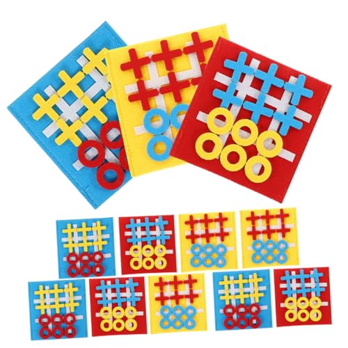 ERINGOGO 12 Stück Teiliges Mini Ticktacktoe Spielset aus Filz Interaktives Brettspiel für Denkfähigkeiten und Logischem Tragbar und Stressreduzierend Farben Je von ERINGOGO