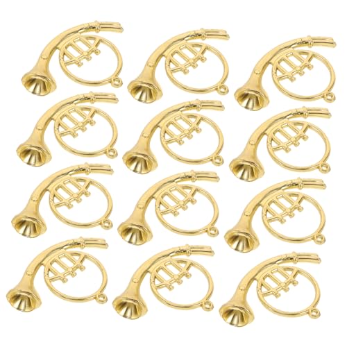 ERINGOGO 12 Stück Teiliges Miniatur Blechblasinstrumente aus Robustem Kunststoff Goldfarbene Trompete und Saxophon für DIY Weihnachtsbaumschmuck Vielseitige Weihnachtsbaum und Festtagsdeko von ERINGOGO