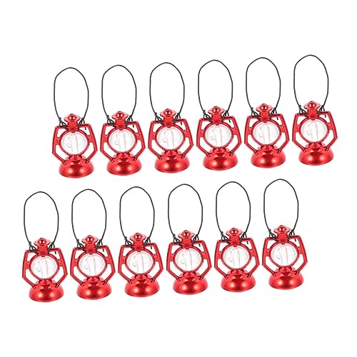 ERINGOGO 12 Stück Teiliges Miniatur Kerosinlampen Modellbau Puppenhaus Zubehör Rote Mini Laternen mit Hängemöglichkeit Langlebige Kunststoff Dekoration für Mikrolandschaft DIY Basteln und von ERINGOGO