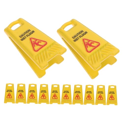ERINGOGO 12 Stück Teiliges Miniatur Puppenhaus Warnschild Wet Floor Caution Signs Realistische rutschfeste Bodenwarnung für Sicherheitserziehung Kreative Rollenspiele von ERINGOGO