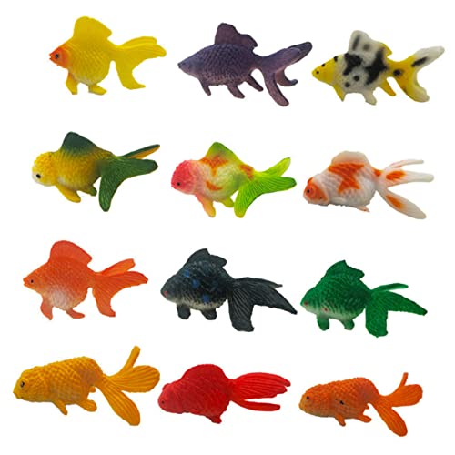 ERINGOGO 12 Stück Teiliges PVC Goldfisch Modelle Lernspielzeug Realistische Aquarium Deko Zufälliger Stil Tierkognition Mini Fischfiguren von ERINGOGO
