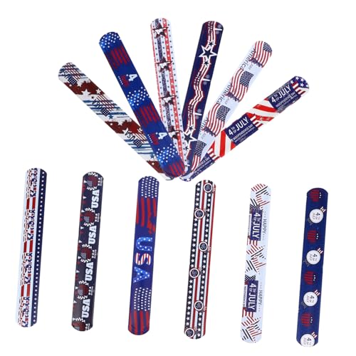 ERINGOGO 12 Stück Teiliges PVC Slap Armband Wasserfest Party Favors Independence Day Flaggen Design Einfach Anzulegen für Sommerliche Aktivitäten ERINGOGO 12 Stück Teiliges PVC Slap Armband Wasserfest Party Favors Independence Day Flaggen Design Einfach Anzulegen für Sommerliche Aktivitäten von ERINGOGO