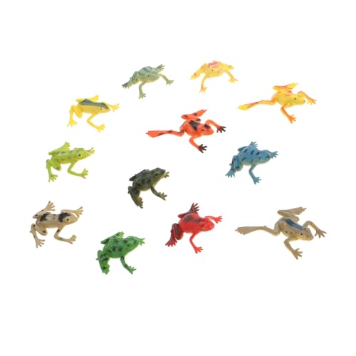 ERINGOGO 12 Stück Teiliges Realistische Frosch Krötenmodelle aus Kunststoff Detailgetreu und Farbenfroh Kinderfreundliches Lernspielzeug für Poolparty Dekoration und Pädagogische Zwecke von ERINGOGO