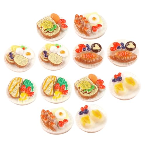 ERINGOGO 12 Stück Teiliges Resin Miniatur Dessert Realistische Puppenhaus Lebensmittel Handarbeit Farbbeständig Kleine Süße Dekoration für DIY Puppenhaus Zubehör von ERINGOGO