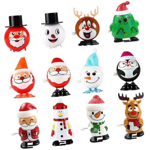 ERINGOGO 12 Stück Teiliges Weihnachtsmann Aufziehspielzeug Kleine Bunte Wind-up Spielzeuge für Kreative Party Mitgebsel Sicheres Material Handliche für Adventskalender und Geburtstagsfeiern von ERINGOGO