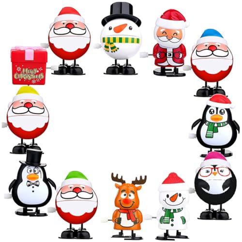 ERINGOGO 12 Stück Weihnachtsmann Weihnachts Aufziehspielzeug Aufziehspielzeug Kleinkind Kleines Mini von ERINGOGO