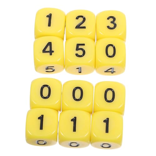 ERINGOGO 12 Stück Zahlenwürfel Mathe Spiele Würfel Tischspiel Römische Ziffer Spielwürfel Requisiten Große Würfel 6-seitiges Spiel Geladene Würfel Spiel Partywürfel Yellow Acryl von ERINGOGO