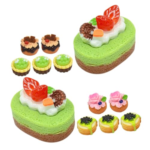ERINGOGO 12St Simulierter Obstkuchen küchenspielzeug küche Spielzeug Vorgetäuschtes Lebensmittelmodell Kuchenornament aus Kunstharz Miniatur vorgetäuschter Kuchen Miniatur-Food-Modell EIS von ERINGOGO