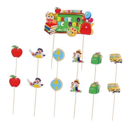 ERINGOGO 13Stücke Kuchen Topper Für Back To School Dekoration Kleine Und Großer Cupcake Topper Für Schulanfang Und Feiern Tortendeko Für Einschulung ERINGOGO 13Stücke Kuchen Topper Für Back To School Dekoration Kleine Und Großer Cupcake Topper Für Schulanfang Und Feiern Tortendeko Für Einschulung von ERINGOGO