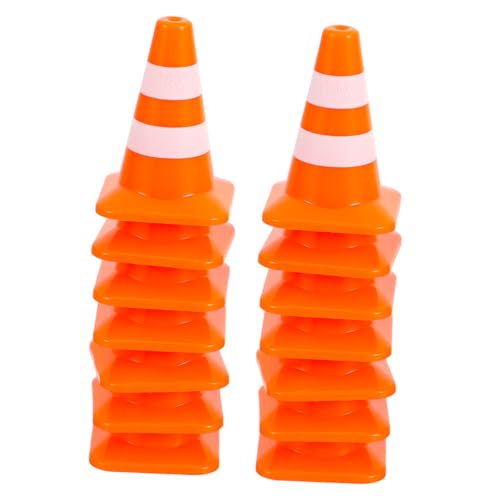 ERINGOGO Realistische Mini-leitkegel Abs-Material-Set 14-teilig Verkehrszeichen-Spielzeug Für Jungen Und Mädchen Miniatur-leitkegel-schilder Für Rollenspiele von ERINGOGO