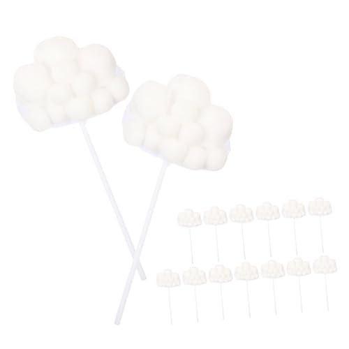 ERINGOGO 15 Stück Geburtstagstorte Dekoration Cupcake-deko-topper Wolke Regentropfen Dekoration Geburtstagsdekorationen Geburtstagstorte Topper Ballon-kuchenspießer Reiskuchen Weiß Papier von ERINGOGO