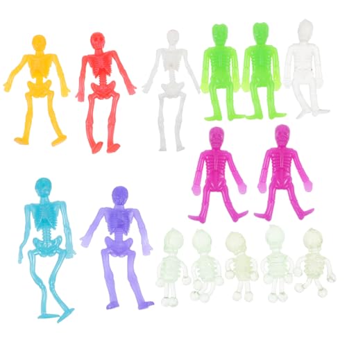 ERINGOGO 15 Stück Teiliges Halloween TPR Skelette Weiche Gruselige Skelettfiguren Wiederverwendbare Lustige Deko Partyspaß Zufällige Farbe von ERINGOGO