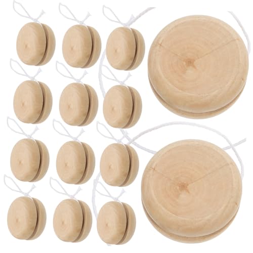 ERINGOGO 15 Stück Teiliges Holz Yo Yo zum Bemalen DIY Kreatives für Handbemalte Finger Spielbälle Sichere Holzmaterialien Fördert Kreativität und Fantasie von ERINGOGO