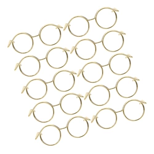 ERINGOGO 15 Stück Teiliges Mini Puppenbrille aus Metall mit Drahtgestell Dekorative Kostümaccessoires für Puppen für Sammler und Kreative Bastelprojekte von ERINGOGO
