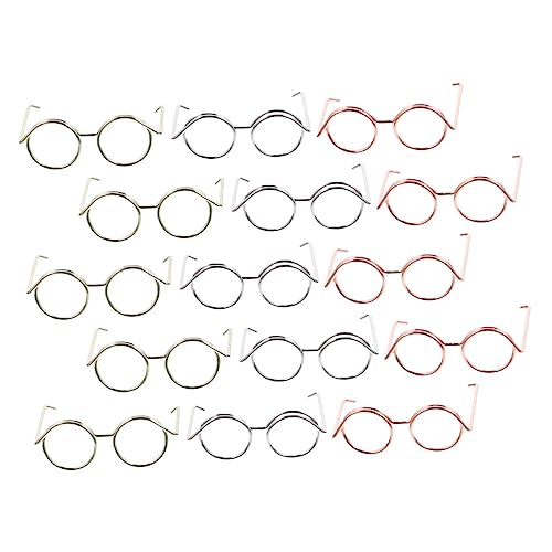 ERINGOGO 15 Stück Teiliges Mini Puppenbrillen aus Galvanisiertem Metall Doll Accessoires Roségold Silber und Gold Stabile Brillenrahmen für Puppenkleidung für Kindergeburtstag von ERINGOGO