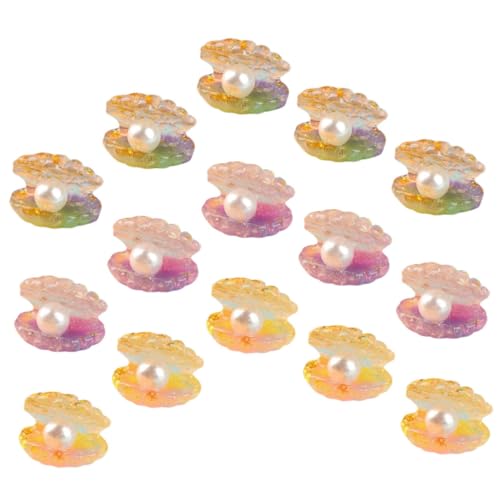 ERINGOGO 15 Stück Teiliges Miniatur Muschel Dekoration mit Perle Leuchtend im Dunkeln Farbverlaufene DIY Schmuckanhänger Fein gearbeitet für Aquarium Basteln und Unterwasser deko von ERINGOGO