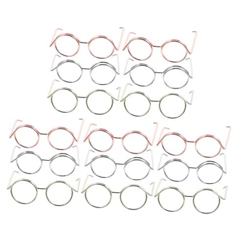 ERINGOGO 15 Stück Teiliges Puppenbrillen Set aus Metall Draht Kleine Rahmenlose Brillen für Puppen zum Verkleiden Roségoldene Silberne und Goldene Farbmischung Zubehör für Puppenmode von ERINGOGO