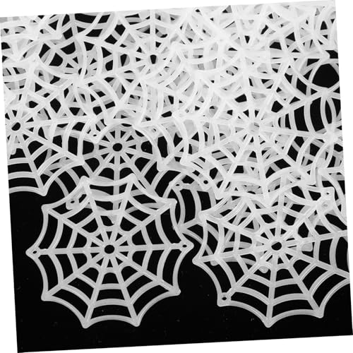 ERINGOGO 150 Stück Halloween Spinnennetz Deko Kunststoff Nachtleuchtend für Outdoor Innenbereich Party Zubehör Gruselige Netzdeko mit Kleinen Spinnen für Flur von ERINGOGO