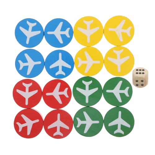 ERINGOGO 16 Stück Kinderteppich Fliegendes Schach Brettspiele Dame Schachfiguren Reiseschach Prüfer Flugschach Schachmatte Dame Brettspiel Damespiel Flugschachspiele Kiefernholz von ERINGOGO