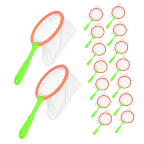 ERINGOGO 16 Stück Teiliges Fischernetz Buntes Outdoor Angelnetz mit Langem Griff Sicherer Großer Kescher zum Ergreifen Kleiner Fische für Mädchen Jungen Spiel und Zufällige Zufällige Farbe von ERINGOGO