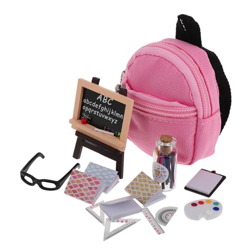 ERINGOGO 16-Teiliges Set Schulmaterial Mini taschenrechner lernspielzeug Werkzeug Schreibwaren Puppenhauszubehör Miniatur-Schulbedarf Mini-Schulbedarf Plastik von ERINGOGO