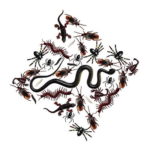 ERINGOGO 160 Stück Gefälschte Schlange Kakerlake Spinne Spinnenmodell Lebensechtes Gecko- Halloween-Party Bevorzugt Streich Kakerlaken Gruselige Insekten Plastik von ERINGOGO