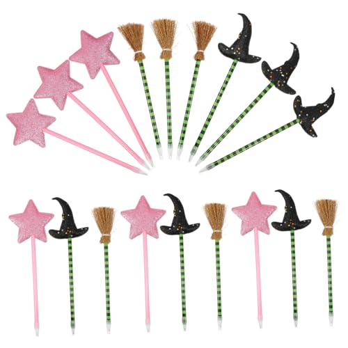 ERINGOGO 18 . Teiliges Kugelschreiber mit Hexenhut Besen Sternmotiven Bunte Schreibstifte für Teenager als Partygeschenk für Halloween Valentinstag Geburtstag und Festtagsfeiern von ERINGOGO