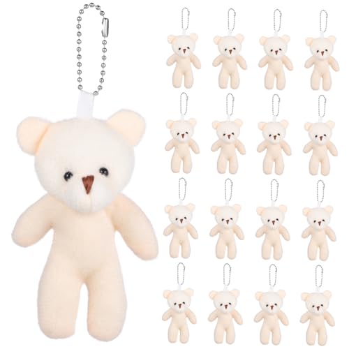 ERINGOGO 18 Stück Teiliges Kleine Plüschbären Weiche Schlüsselanhänger mit Perlenkette Vielseitige Rucksackanhänger und Niedliche Hängedekoration für Geburtstagsgeschenke und Alltag von ERINGOGO