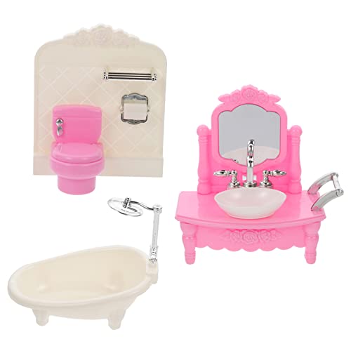 ERINGOGO Miniatur Badezimmer Zubehör Satz für Puppenhaus 16cm Badewanne Kleiner Toilette Mikro Dekoration Puppenmöbel Spielzeug für Kinder von ERINGOGO