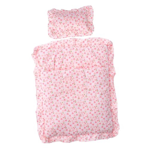ERINGOGO 1Satz Bettwäsche für Puppenhaus Erdbeer Schlafsack im Niedlichen Design Dekoratives Zubehör für Puppen Einfach Aufzubauen für Miniaturszenen von ERINGOGO