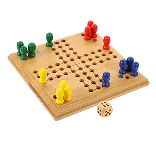 ERINGOGO 1Satz Fliegendes Schachspielzeug für Ludo Brettspiel aus Hochwertigem Bambus Kognitives für Kreative Denkfähigkeiten Tragbares für Partys und Familienunterhaltung von ERINGOGO