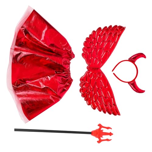 ERINGOGO 1Satz Halloween Teufel Cosplay Für Teilig Mit Tüllrock Teufelsflügeln Und Herzstab Perfektes Kostümzubehör Für Halloween Feiern Und Cosplay Events von ERINGOGO