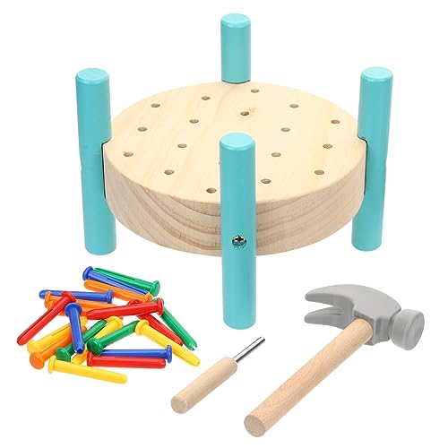ERINGOGO 1Satz Holz Hammerspielzeug für Montessori mit Bunten Nägeln Hand Augen Koordination und Kreativität Lernspielzeug für Zuhause und Schule von ERINGOGO