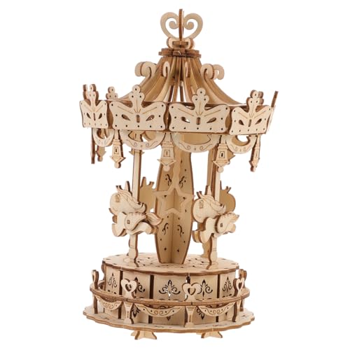 ERINGOGO 1Satz Holzpuzzle Karussell Modell DIY für Exquisites Puzzle Modell Kreativität Geduld und Interaktion für Stundenlangen Spaß und Freude von ERINGOGO
