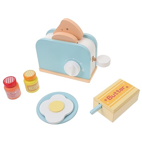 ERINGOGO 1Satz Holzspielzeug Toaster Set für Simulierte Küchengeräte Lernspielzeug für Kreative Rollenspiele Sicheres und Langlebiges Spielküchenzubehör für Jungen und Mädchen von ERINGOGO