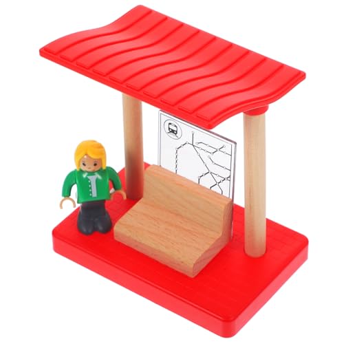 ERINGOGO 1Satz Holzspielzeug mit Miniaturstation und Figuren Interaktive Bahnstrecke für Fördert Feinmotorik und Kreativität für Jungen und Jahren von ERINGOGO