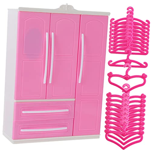 ERINGOGO 1Satz Kleiner Puppenschrank mit Kleiderbügeln Herzform und Kleiderbügeln aus Langlebigem für Puppenhausmöbel und Dekoration von ERINGOGO