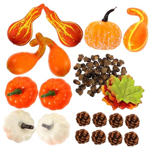 ERINGOGO 1Satz Künstliche Kürbisse Für Halloween Und Thanksgiving Teiliges Mit Ahornblättern Und Deko Für Herbstpartys Und Fotoshootings von ERINGOGO