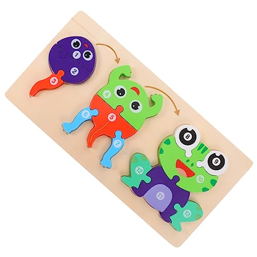 ERINGOGO 1Satz Lernspielzeug Holzpuzzle Neugeborenes Puzzle Mit Tieren Für Frühkindliche Entwicklung Fördert Und Gedächtnis Tierkartoonbild Sicher Und Langlebig von ERINGOGO