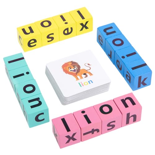 ERINGOGO 1Satz Montessori Lernspielzeug Für Karten Bausteine Alphabet Puzzle Wörter Lernen Rechtschreibspiel Bildungsspielzeug Für Kleinkinder von ERINGOGO
